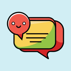 Cute Smiling Emoji Talking Bubble Chat with Message Icon for Texting