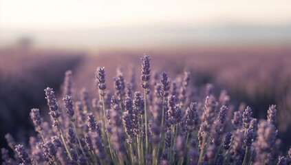 Gentle Glow: A Minimalist Lavender Landscape