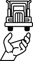 A hand is holding a truck