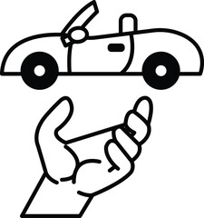 A hand is holding a car