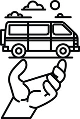 A hand is holding a car