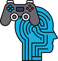 A man's head with a controller in his hand