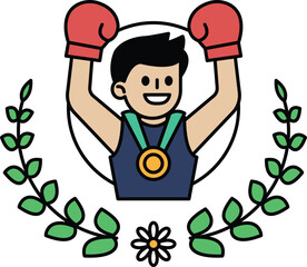 A man in a boxing ring with a flower in the background