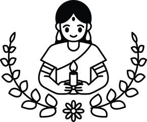 A woman is holding a candle in her hand