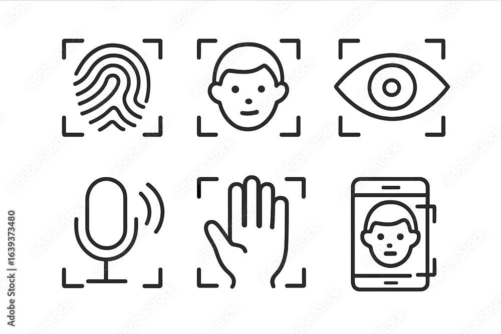 Poster diverse security features and biometric recognition elements for modern technology