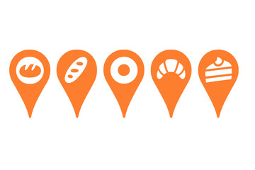 Baking icons depicting various pastries and desserts showcased in vibrant orange color