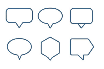 Various speech bubble shapes displayed in a simple layout for design purposes, showcasing versatility and styles for communication