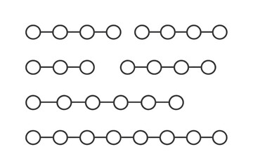 Sequential alignment of circles representing a simple geometric pattern across multiple rows on a white background