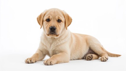 Charming Labrador Puppy Posed on a White Surface