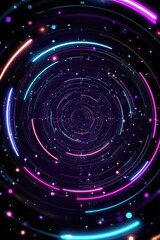 Dynamic futuristic neon light circular patterns in outer space, abstract glowing rings with a vibrant cosmic background, perfect for digital and graphic design