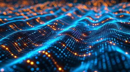 A vibrant fusion of technology, science, and design, featuring digital patterns, abstract shapes, and futuristic concepts. Dynamic waves, geometric grids, and colorful stunning