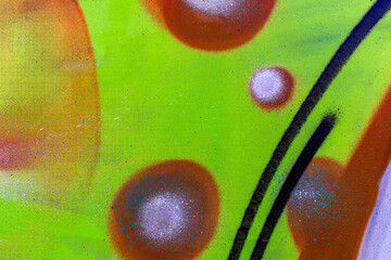 colorful background pattern of urban streen wall graffiti for concept and design. Aerosol bright vivid painting on a city walls