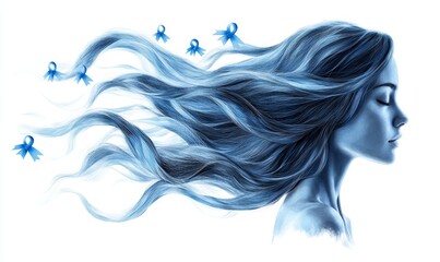 blue smoke isolated on white, Generative AI