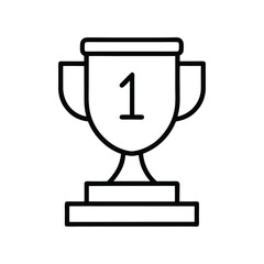 First Place Trophy Cup Line Art Vector Icon Isolated on White