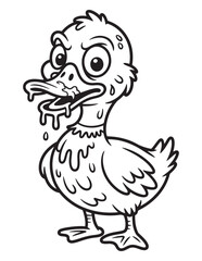 Creepy Duck with Wide Eyes – Funny and Spooky Halloween Duck Coloring Page