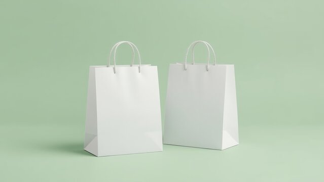 Two isolated paper bags on a plain backdrop