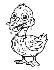 Creepy Cute Duck with Button Eyes – Spooky Halloween Duck Coloring Page