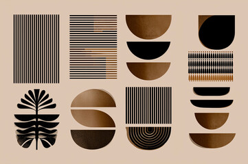 Abstract Mid-Century Modern Geometric Composition for Posters and Interior Design

