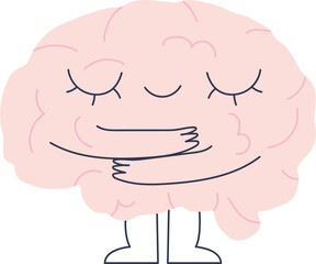 Cute Cartoon Brain Character with Arms and Legs
