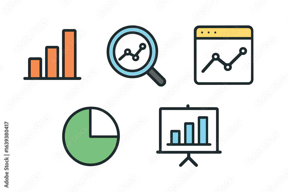 Poster visual representations of data analysis including charts and graphs for effective decision-making in