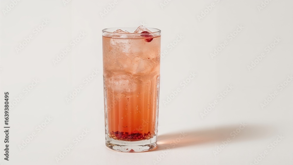 Poster pink iced chamomile and omija tea presented vertically with an empty section for text.