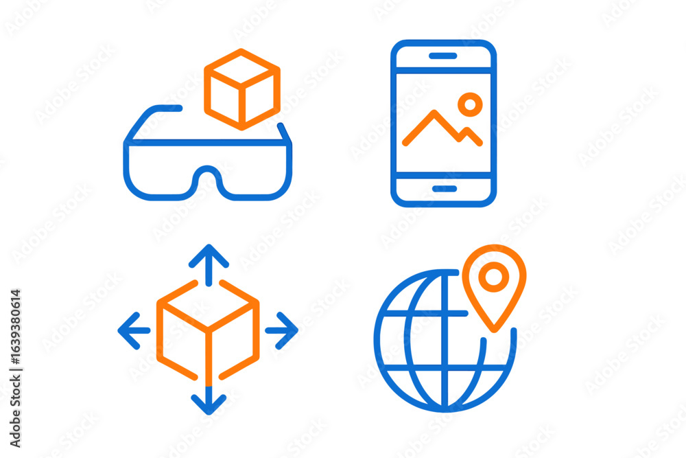 Poster exploring augmented reality applications through virtual glasses, mobile devices, and 3d models in a
