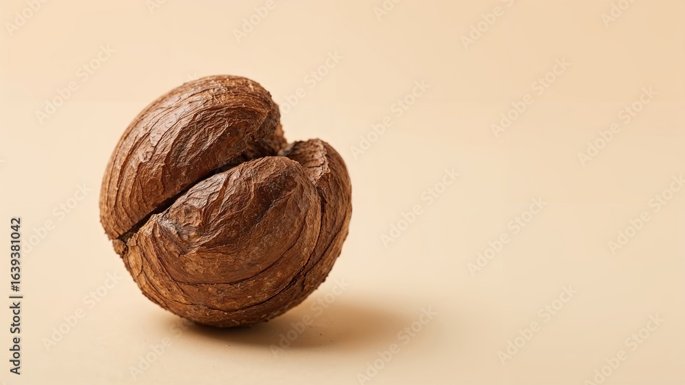 Poster unprocessed macadamia nuts creating a rough background for artistic designs