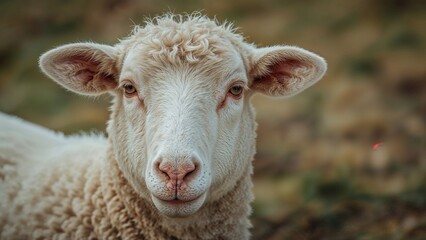 Obraz premium Zoomed-In Picture of a Sheep