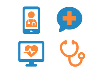 Obraz premium Health technology icons illustrating telemedicine, digital health, and medical communication in a modern healthcare environment