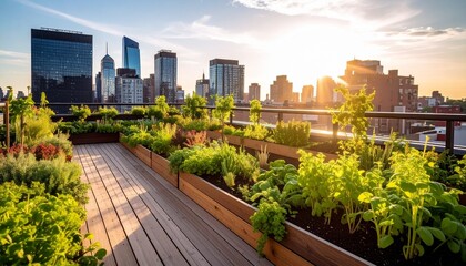 Fototapeta premium Urban Rooftop Garden Community Farming