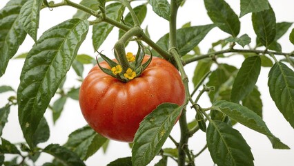 Tomato seedling isolated on a white backdrop