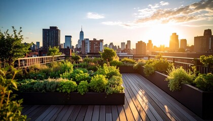 Fototapeta premium Urban Rooftop Garden Community Farming