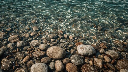 Underwater stones showcase stunning natural formations.