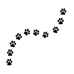 dog paw trail border silhouette design isolated on white