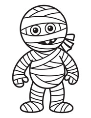 Adorable Halloween Mummy Wrapped in Bandages – Fun Coloring Page for Children
