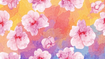 Fototapeta premium Endless watercolor blossoms featuring a colorful base digital print motif