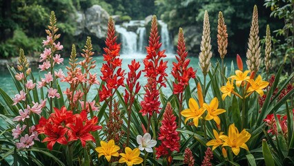 A vibrant collection of flowers and plants native to Thailand.