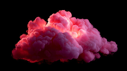 Fototapeta premium A glowing pink cloud isolated on a black background