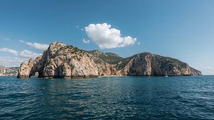 Scenic white stone cliffs beside the vibrant Mediterranean waters