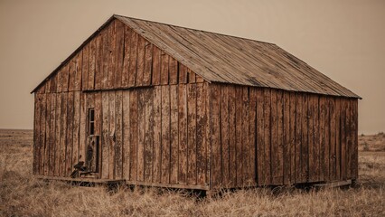 Exterior of a rustic structure showcasing aged wooden boards for texture and backdrop