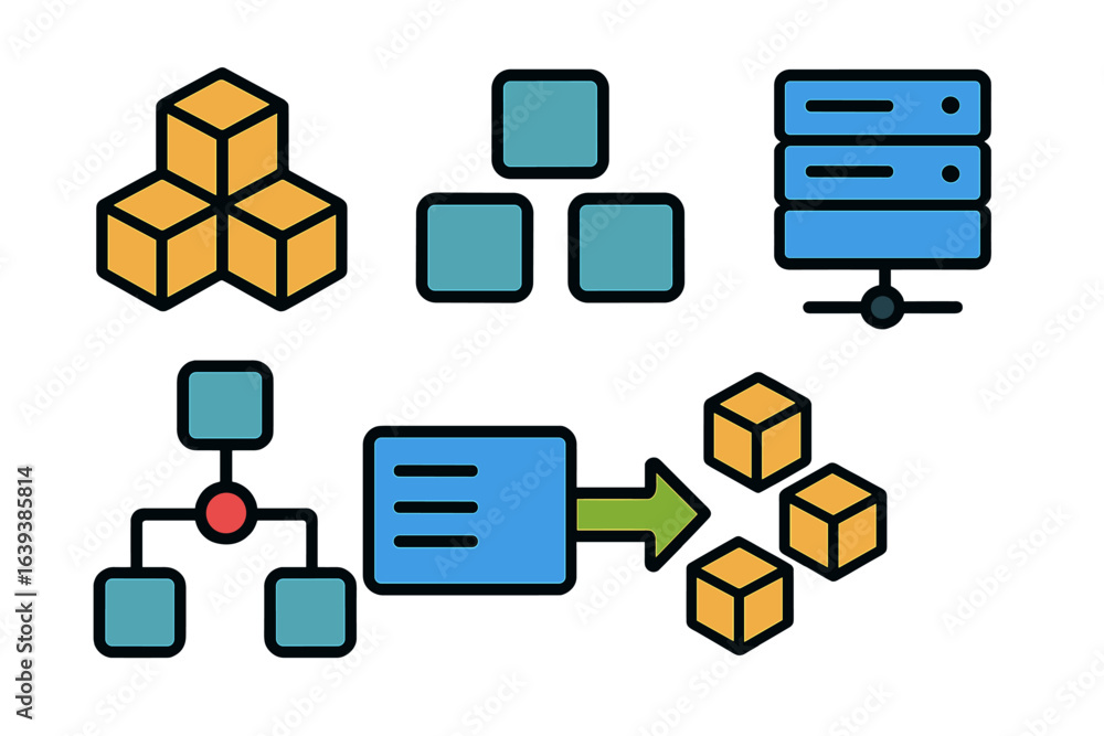 Poster visual representation of data storage and management concepts in technology and computing