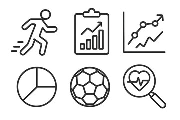 Sport and fitness icons representing activity tracking and performance metrics in a visual design