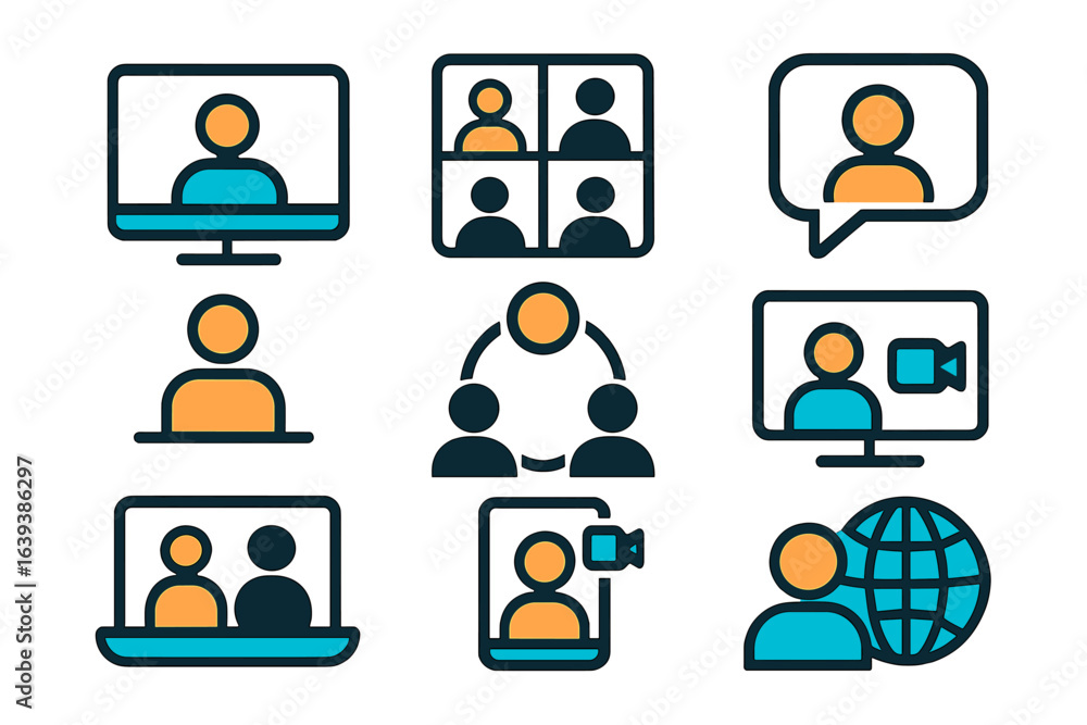 Poster online communication tools for virtual collaboration and remote teamwork in various formats