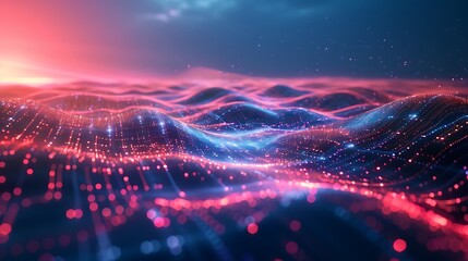 A vibrant fusion of technology, science, and design, featuring digital patterns, abstract shapes, and futuristic concepts. Dynamic waves, geometric grids, and colorful stunning