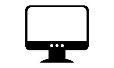Realistic vector illustration of a computer monitor with a black display and a thin frame.
