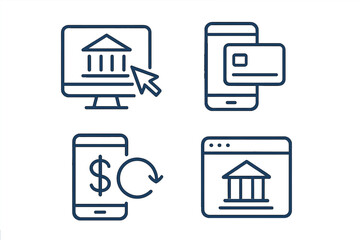Digital banking concepts illustrating online transactions, mobile payments, and financial management tools for modern users