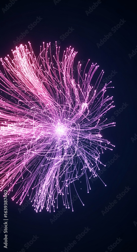 Poster abstract image of glowing pink and purple lines emanating from a central point, creating a dynamic a