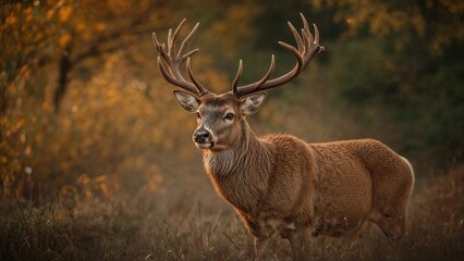 Obraz premium Male deer produce loud trumpeting sounds during the mating season.