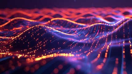 A vibrant fusion of technology, science, and design, featuring digital patterns, abstract shapes, and futuristic concepts. Dynamic waves, geometric grids, and colorful stunning