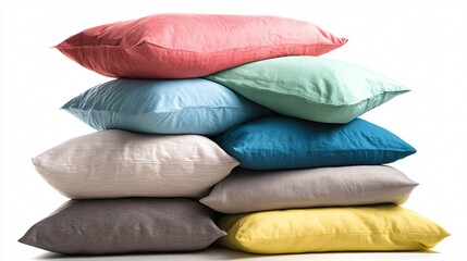 Luxurious Stack of Pillows on White Background - Home Decor Interior Design Concept